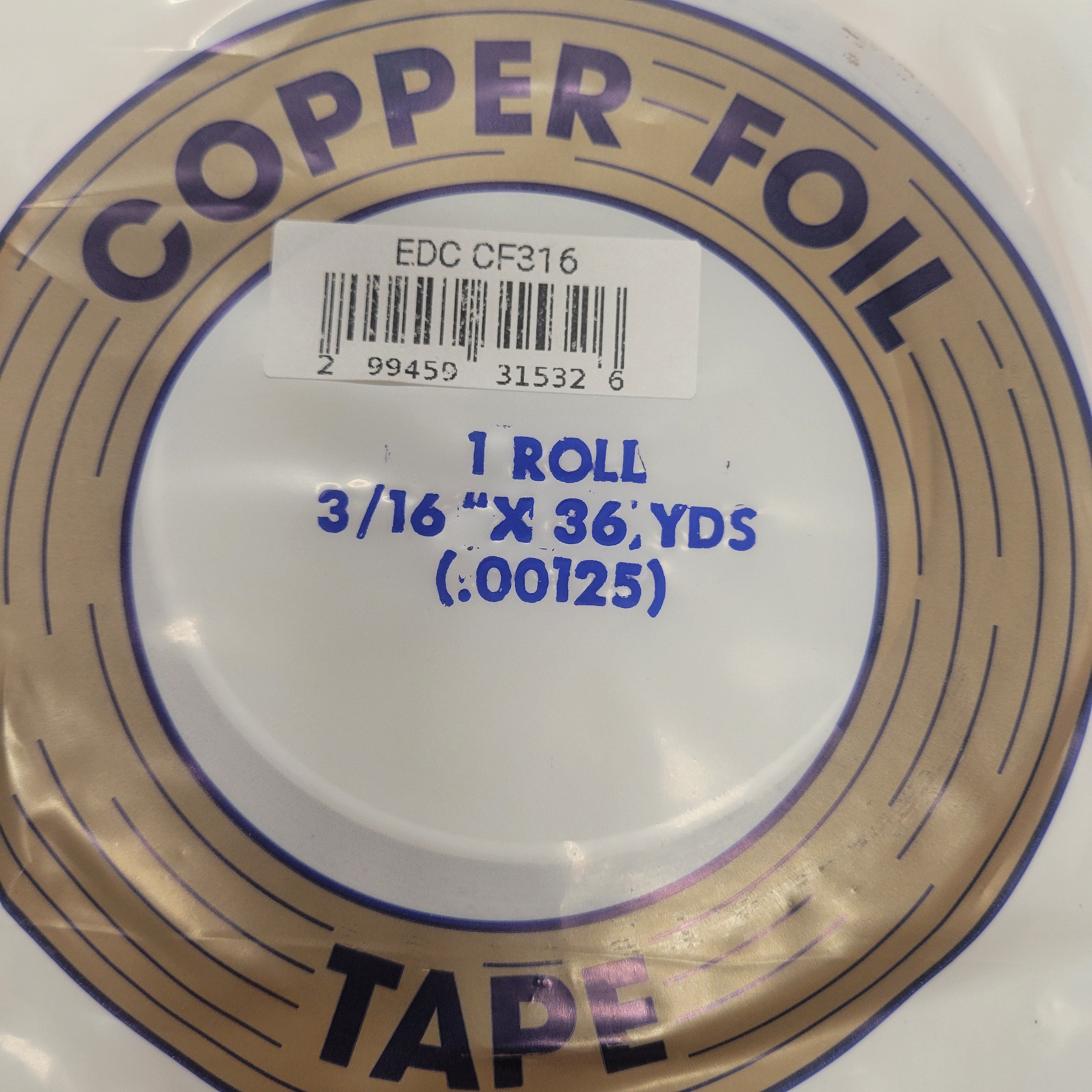 3/16" EDCO Copper Foil Tape (36 yds)